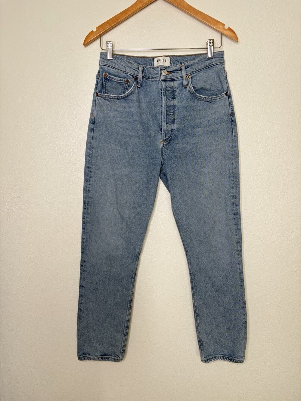 Agolde Riley High Rise Straight Button Fly Jeans Size 28 Effortless Chic